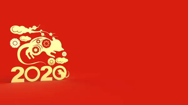 Kínai újév 2020 3d renderelés üdülési tartalom. — Stock Fotó