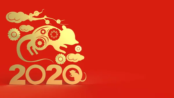 Año nuevo chino 2020 3d renderizado para el contenido de vacaciones . — Foto de Stock