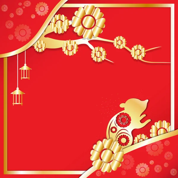 Chinesisches Neujahrsfest 2020 Vektorbild für Urlaubsinhalte. — Stockvektor