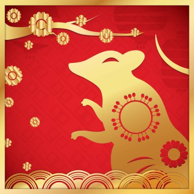 Tatil içeriği için Çin 'in yeni yılı 2020 vektör görüntüsü.