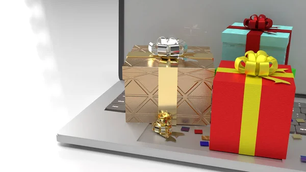 Notizbuch und Geschenkbox 3D-Rendering für Online-Einkäufe oder cele — Stockfoto