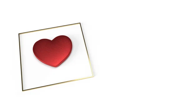 red heart and gold Fram on white background 3d rendering for Val