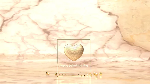gold  heart and gold Fram on marble background 3d rendering for