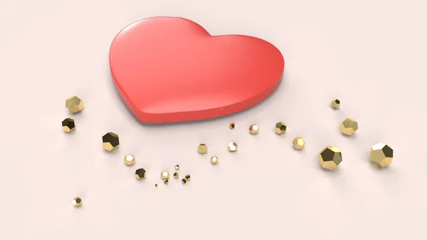 Sevgililer Günü için pastel arka planda kırmızı kalp 3D görüntüleme — Stok fotoğraf