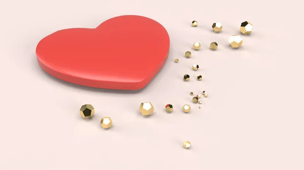 Červené srdce 3d podání na pastelové pozadí pro Valentýna — Stock fotografie