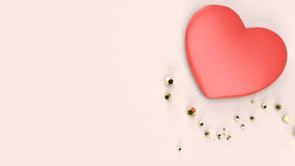 Il cuore rosso di rendering 3d su sfondo pastello per toscane valentine — Foto Stock
