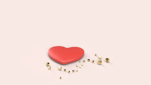 Красное сердце 3d рендеринга на пастельном фоне для Валентина включены — стоковое фото