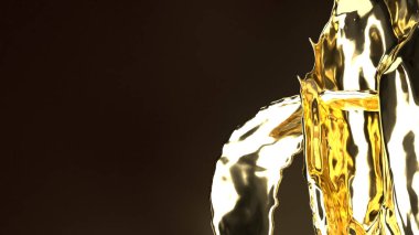 Soyut arkaplan için siyah 3d üzerinde altın sıvı.