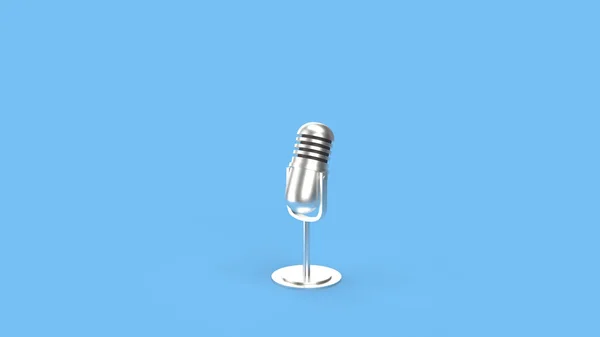 Vintage mic on blue background 3d rendering for podcast conten — стоковое фото