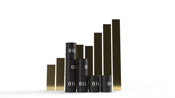 Tank oil and chart 3d rendering for petrol content. — 스톡 사진