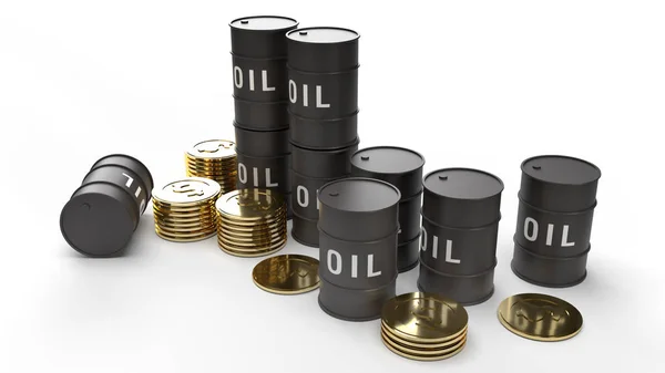 Tank oil and gold coins  3d rendering for petrol content. — 스톡 사진