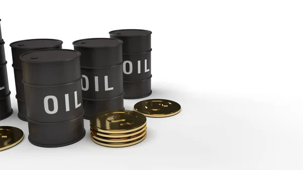 Tank oil and gold coins  3d rendering for petrol content. — 스톡 사진