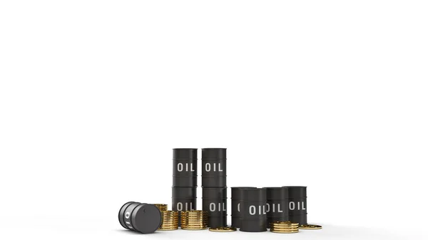 Tank oil and gold coins  3d rendering for petrol content. — 스톡 사진