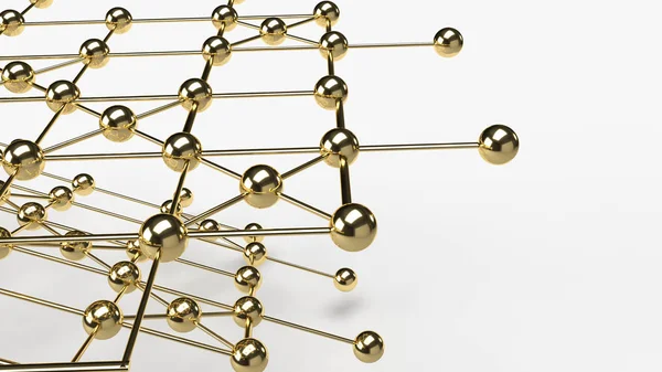 Das abstrakte Design Verbindungsdesign Goldkugel Netzwerkstruktur — Stockfoto