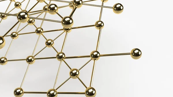 Das abstrakte Design Verbindungsdesign Goldkugel Netzwerkstruktur — Stockfoto