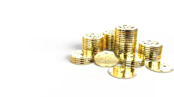 The  gold coins group 3d rendering on white background  for busi — 스톡 사진