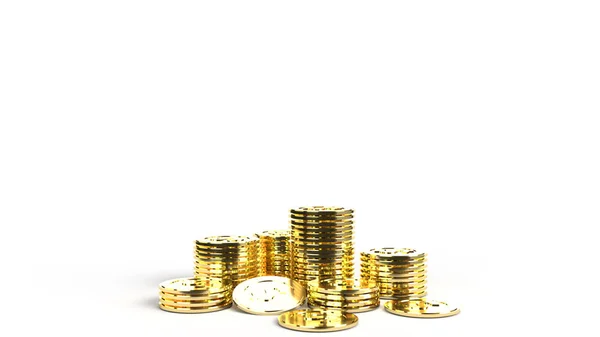 The  gold coins group 3d rendering on white background  for busi — 스톡 사진