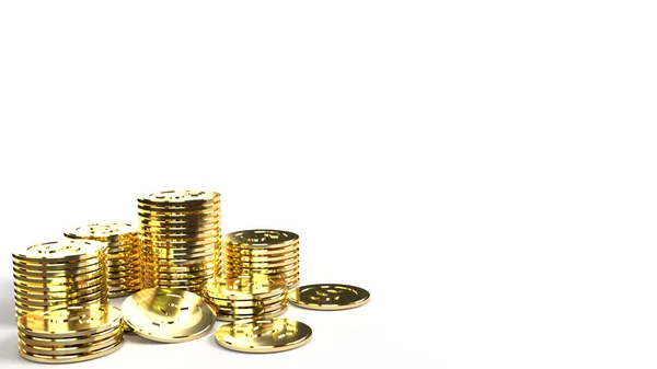 Die Goldmünzen Gruppe 3D-Rendering auf weißem Hintergrund für Busi — Stockfoto
