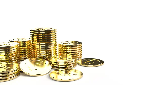 El grupo de monedas de oro 3d representación sobre fondo blanco para busi —  Fotos de Stock