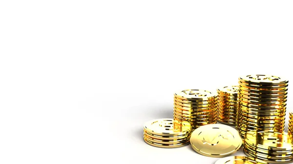 De gouden munten groep 3d weergave op witte achtergrond voor busi — Stockfoto