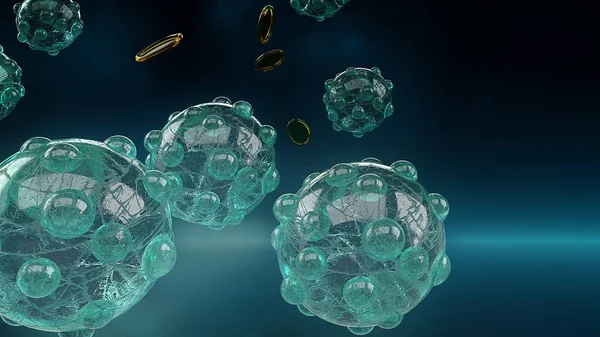 Virus in dark tone 3d rendering for  medicine  and  healthcare — 스톡 사진