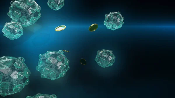 Virus in dark tone 3d rendering for  medicine  and  healthcare — 스톡 사진