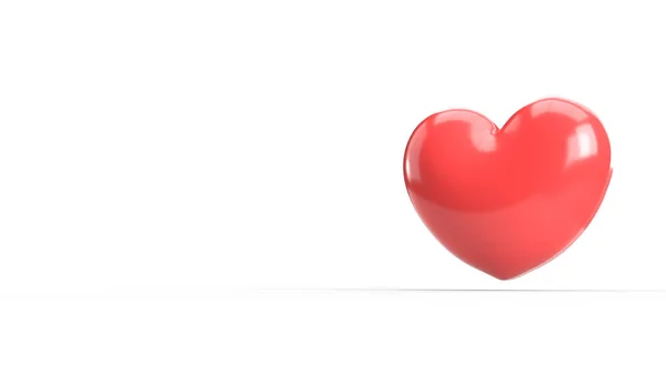 Red heart 3d rendering on white for valentine content. — 스톡 사진