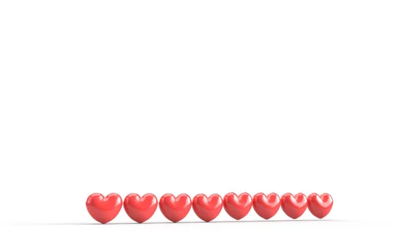 Czerwone serce 3d renderowania na białym dla zawartości walentynek. — Zdjęcie stockowe
