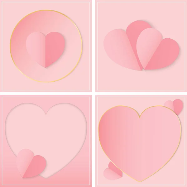 Rózsaszín szív papír vágott vektor kép szerelem tartalom. — Stock Vector
