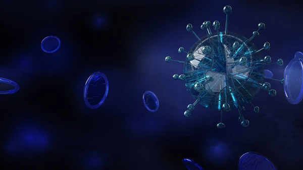 Koyu tonda virüs. İlaç ve sağlık hizmetleri için 3D.