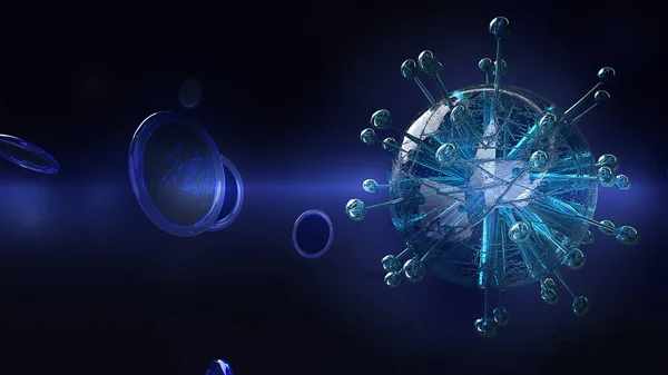 Virus in dark tone 3d rendering for  medicine  and  healthcare c — Stock Photo, Image