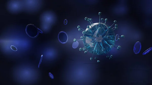 ไวรัสในโทนสีเข้ม 3D สําหรับการแพทย์และการดูแลสุขภาพ c — ภาพถ่ายสต็อก