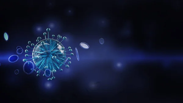 Virus in tono scuro rendering 3d per la medicina e la sanità c — Foto Stock