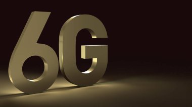 3D görüntüleme 6G metin altın yüzeyi mobil resim için koyu renkli parlıyor 