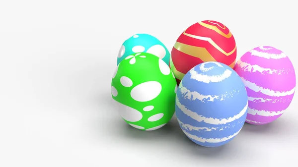 Uova di Pasqua su sfondo bianco rendering 3d per conten vacanza — Foto Stock