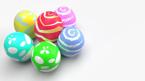Uova di Pasqua su sfondo bianco rendering 3d per conten vacanza — Foto Stock