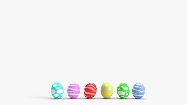 Huevos de Pascua sobre fondo blanco 3d renderizado para conten vacaciones — Foto de Stock