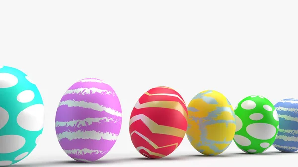 Huevos de Pascua sobre fondo blanco 3d renderizado para conten vacaciones —  Fotos de Stock