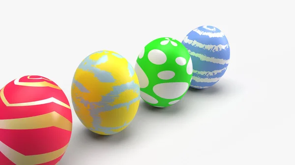Uova di Pasqua su sfondo bianco rendering 3d per conten vacanza — Foto Stock