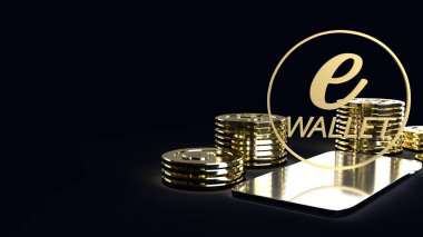 The mobile symbol e wallet  and gold coins for e business concep