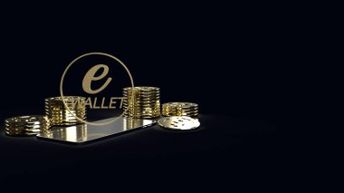 The mobile symbol e wallet  and gold coins for e business concep
