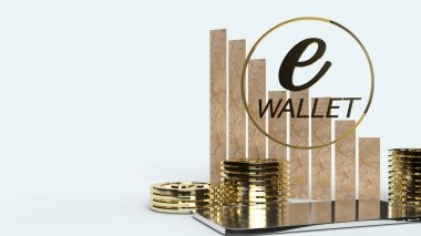 Cep telefonu sembolü, cüzdan ve altın sikkeler e bu için 3d biçimlendirme
