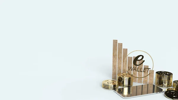 Den mobila symbolen e plånbok och guldmynt 3D-rendering för e bu — Stockfoto