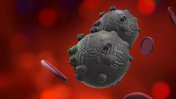 Wirus w ciemnym tonie 3d renderowania dla medycyny i zdrowia — Zdjęcie stockowe