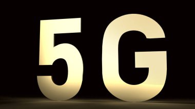 Teknoloji içeriği için koyu 3D 'deki 5g altın.