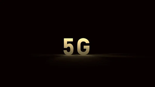 Teknoloji içeriği için koyu 3D 'deki 5g altın. — Stok fotoğraf