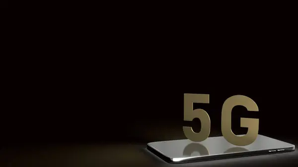 5g золото на смартфоні 3d рендерингу для технологічного контенту — стокове фото