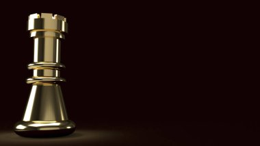 Koyu renkli soyut resimdeki altın satranç, iş için üç boyutlu. 