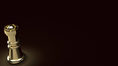Koyu renkli soyut resimdeki altın satranç, iş için üç boyutlu. 