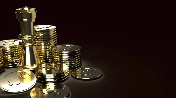 Guld schack och mynt abstrakt bild 3d rendering för företag co — Stockfoto